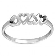 Plain Simple Silver Hearts Ring, rp628